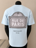 T-shirt Rue de Paris – Bleu Ciel - Oversize