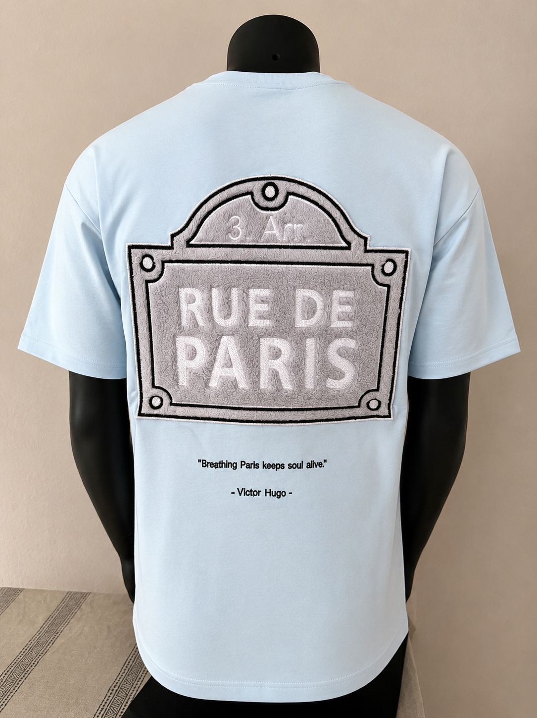 T-shirt Rue de Paris – Bleu Ciel - Oversize