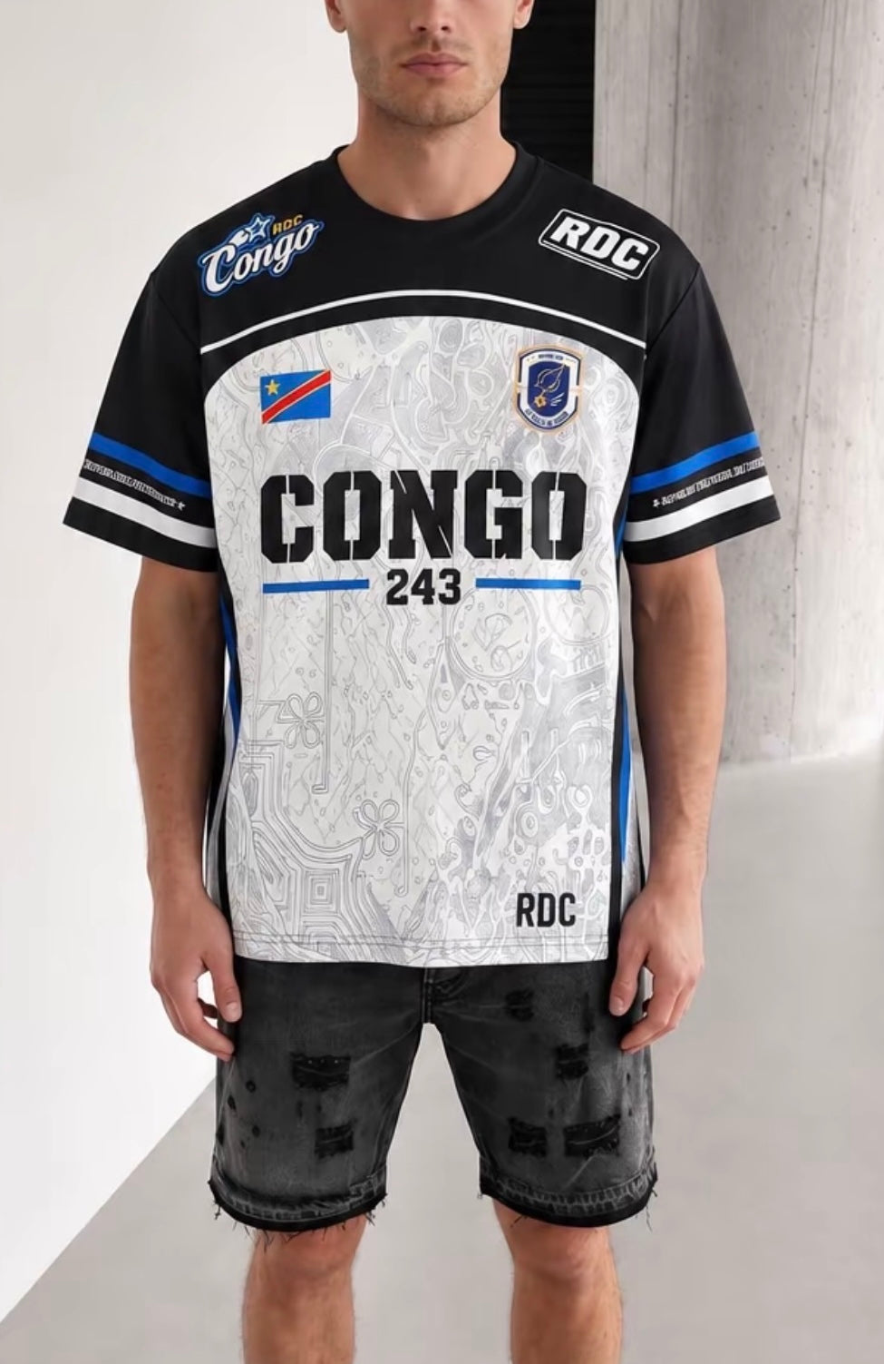 Maillot Congo Edition - Style Football Américain Noir